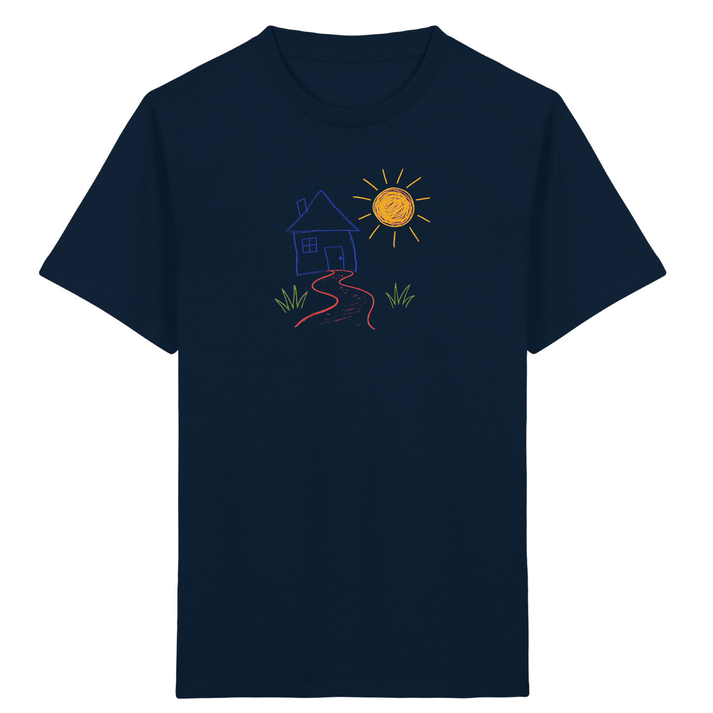 Kindershirt mit bunter Wachsmalstift Zeichnung - Kinder Bio T-Shirt