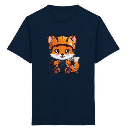 Fuchs auf Skiern – Kinder Bio-T-Shirt