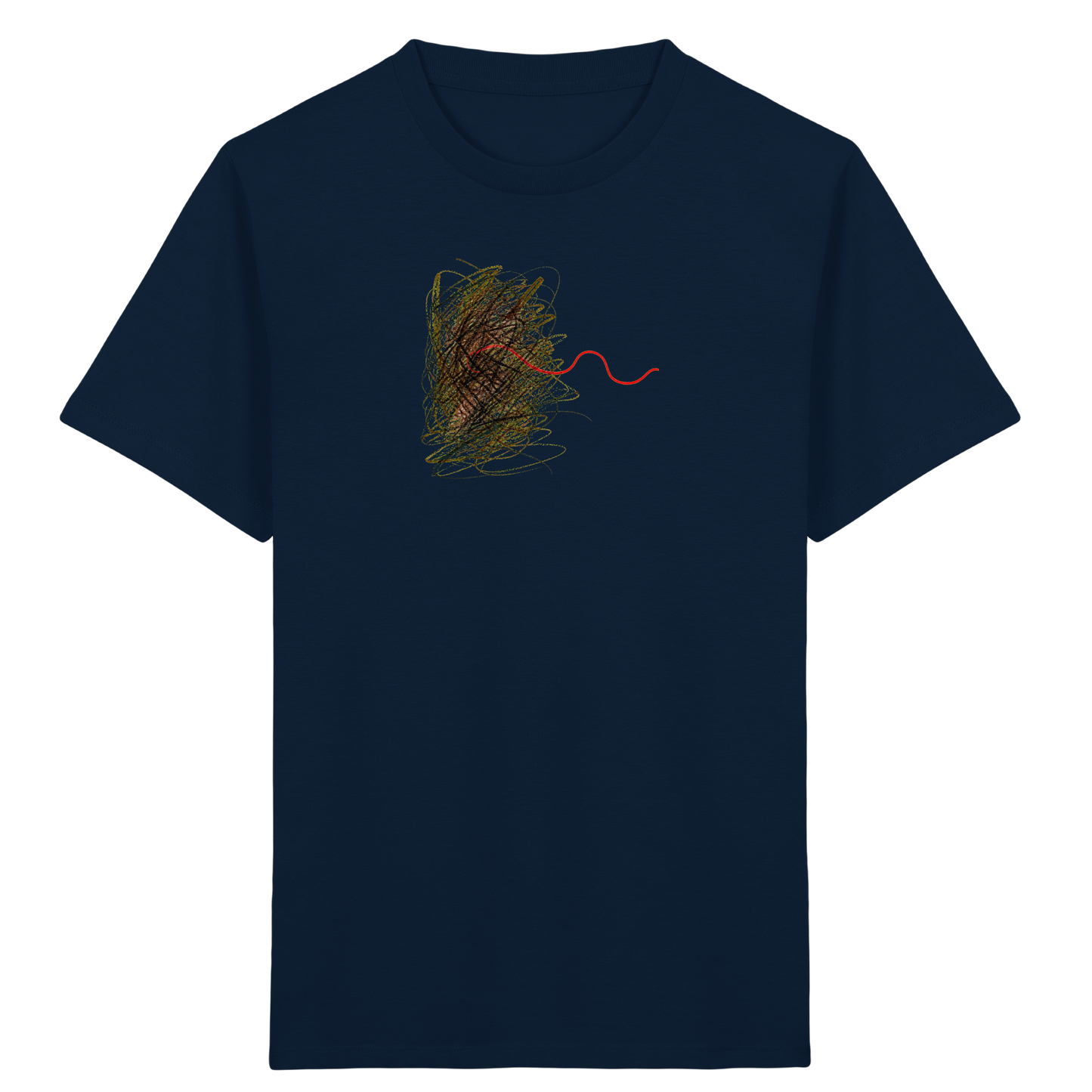 Abstraktes Kritzel-T-Shirt mit roter Linie - Kinder Bio T-Shirt