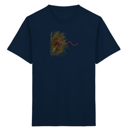 Abstraktes Kritzel-T-Shirt mit roter Linie - Kinder Bio T-Shirt