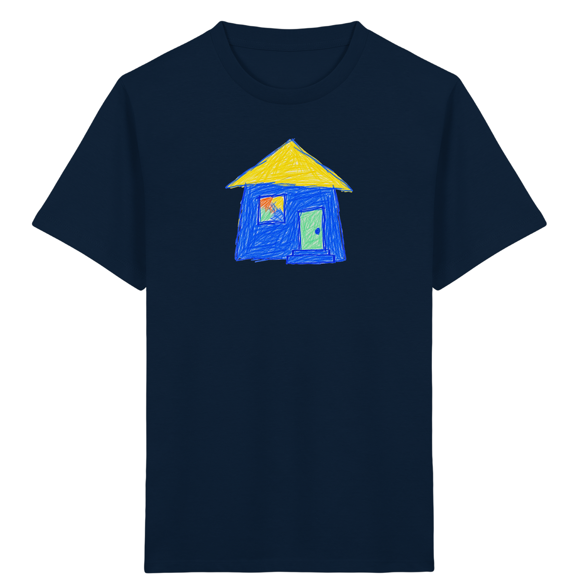 Blaues Regenbogenfenster Haus - Kinder Bio T-Shirt