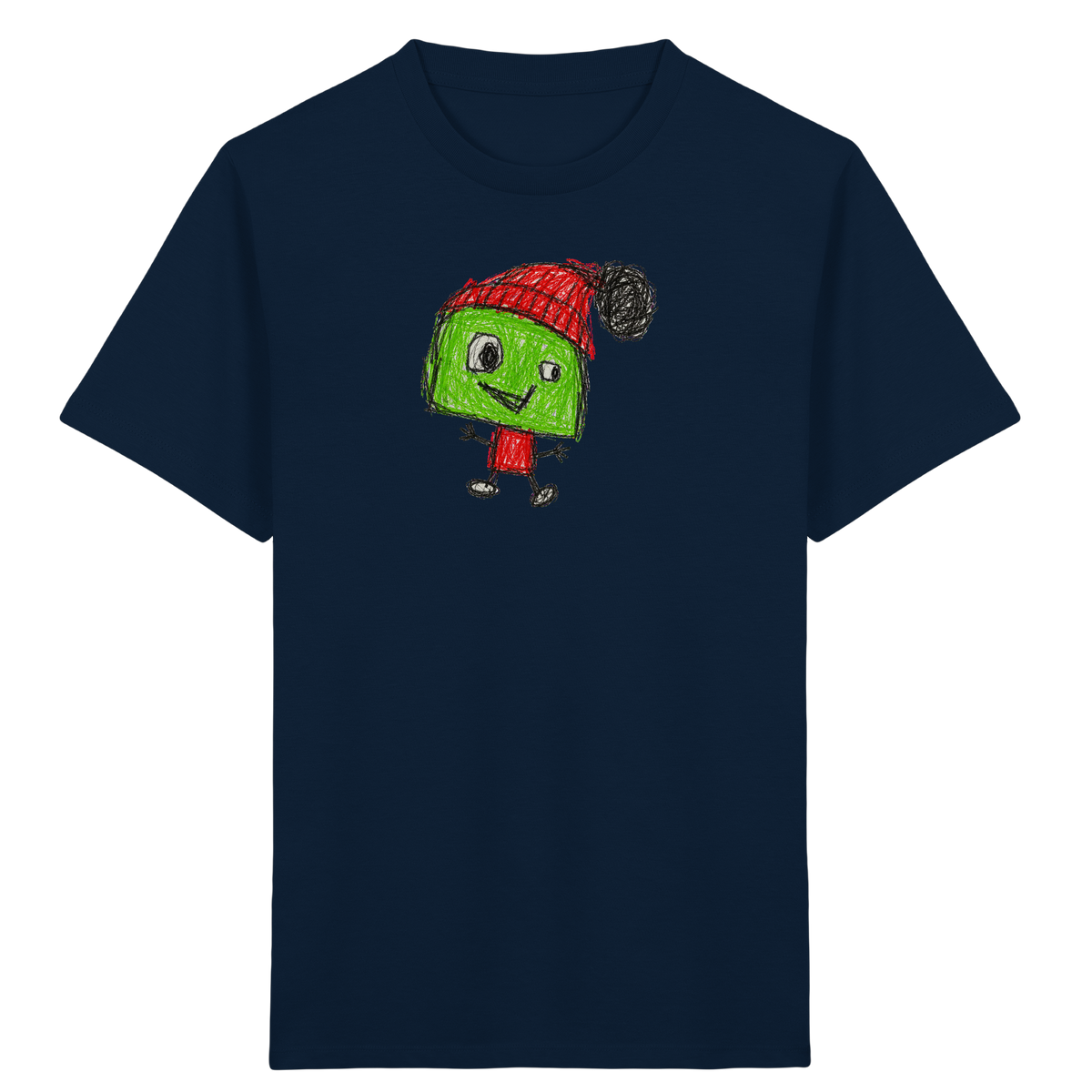 Kritzelkopf mit roter Bommelmütze - Kinder Bio T-Shirt