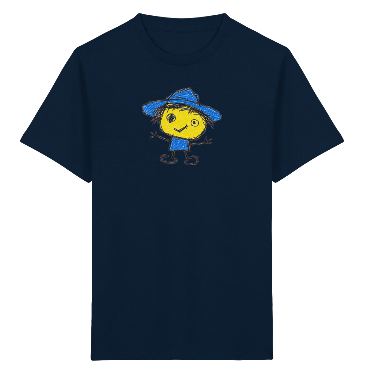 Kritzelkopf mit blauem Regenhut - Kinder Bio T-Shirt