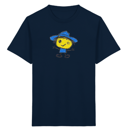 Kritzelkopf mit blauem Regenhut - Kinder Bio T-Shirt