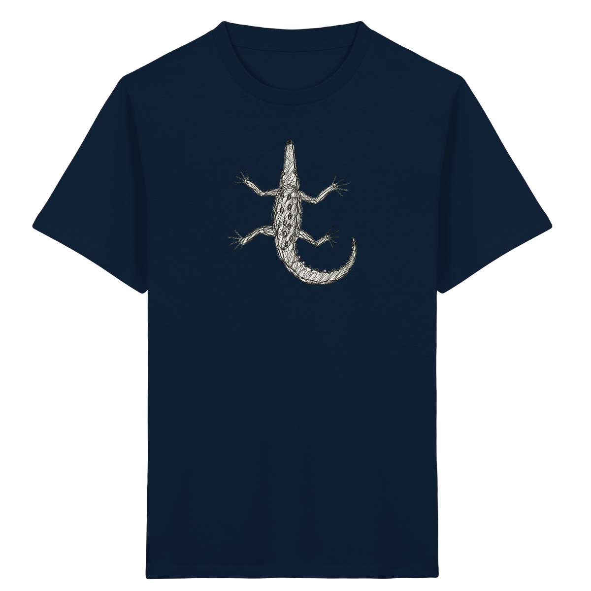 Krokodil von oben gezeichnet - Kinder Bio T-Shirt