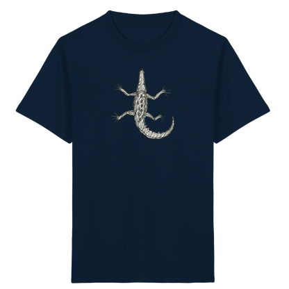 Krokodil von oben gezeichnet - Kinder Bio T-Shirt
