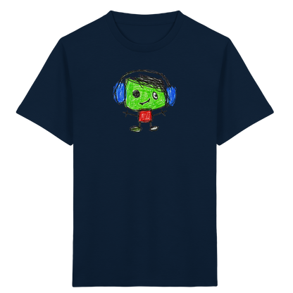 Kritzelkopf mit blauen Ohrenschützern - Kinder Bio T-Shirt