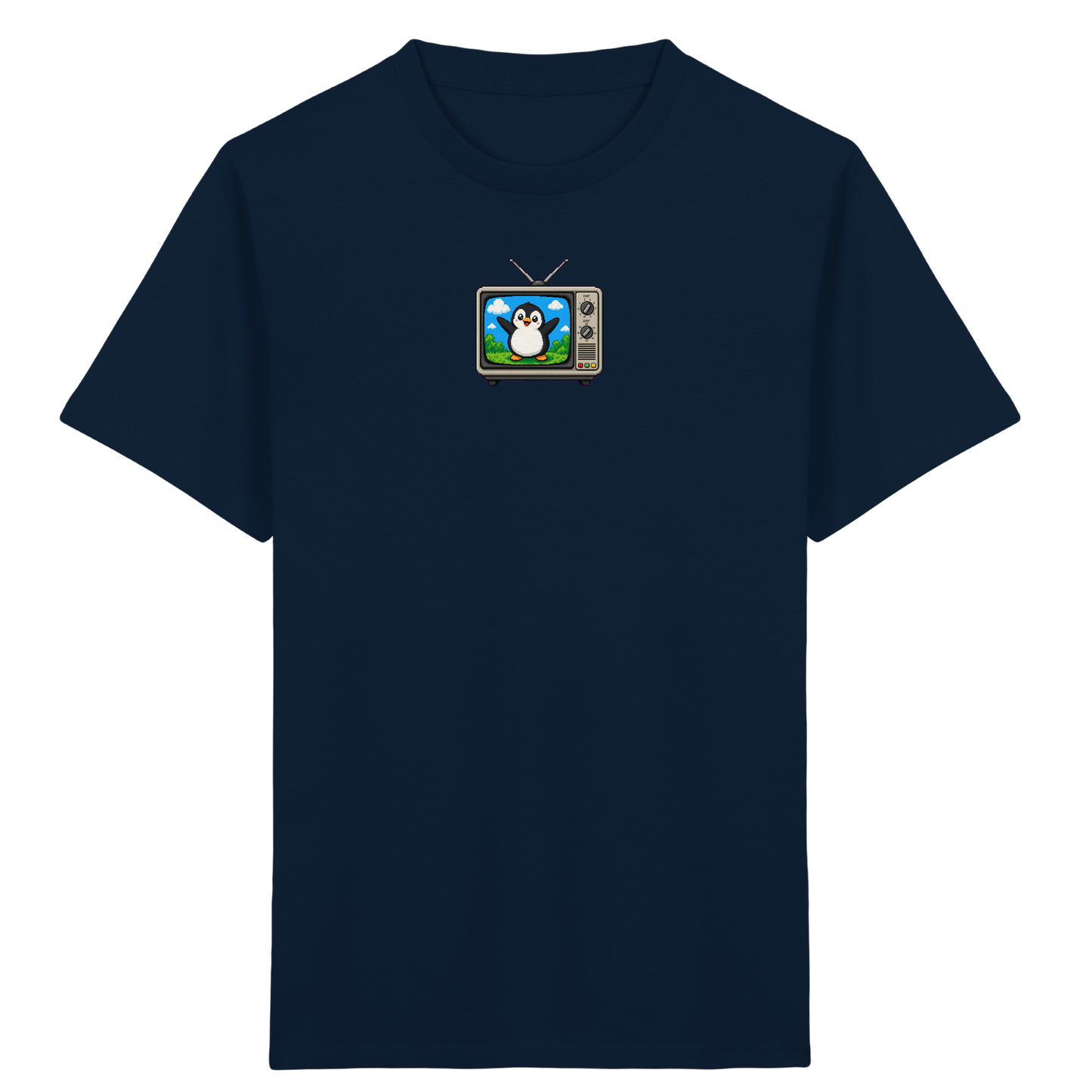 Pixel Pinguin vor Retro-TV: Kinder T-Shirt - Kinder Bio T-Shirt