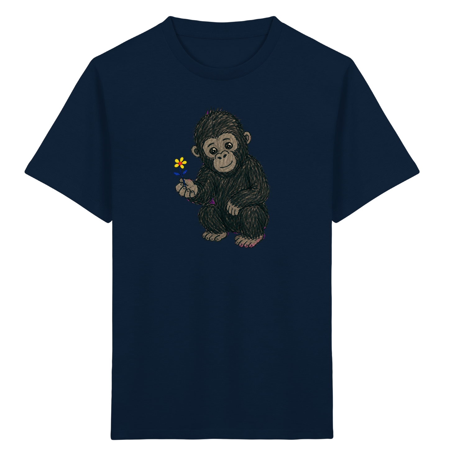 Süßes Gorilla Baby schenkt Blume - Kinder Bio T-Shirt