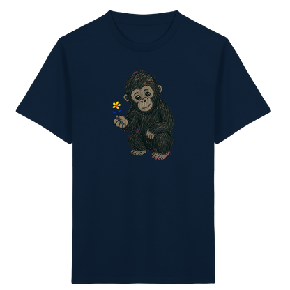 Süßes Gorilla Baby schenkt Blume - Kinder Bio T-Shirt
