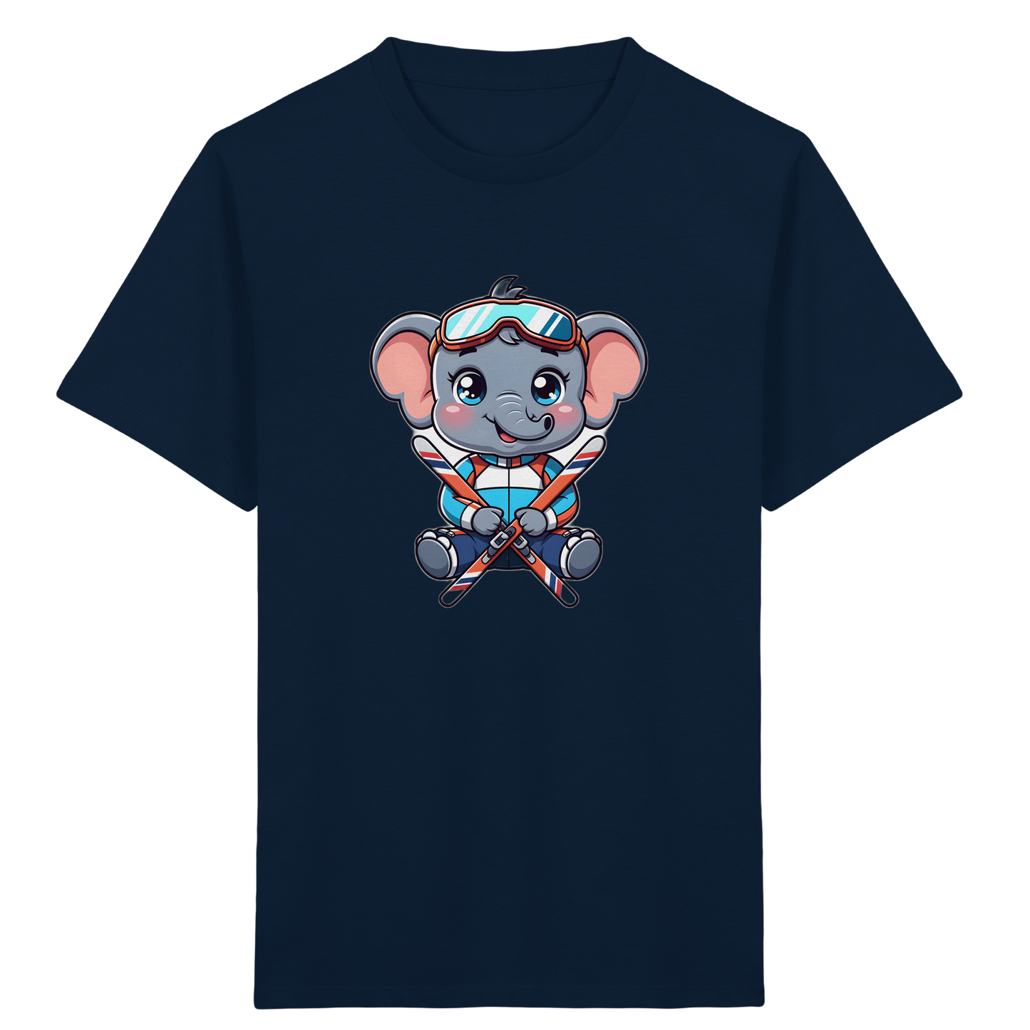 Skifahrender Elefant: Fröhliches Kinder T-Shirt
