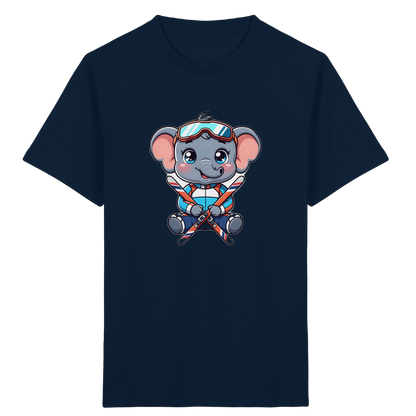 Kinder-T-Shirt mit skifahrendem Elefanten