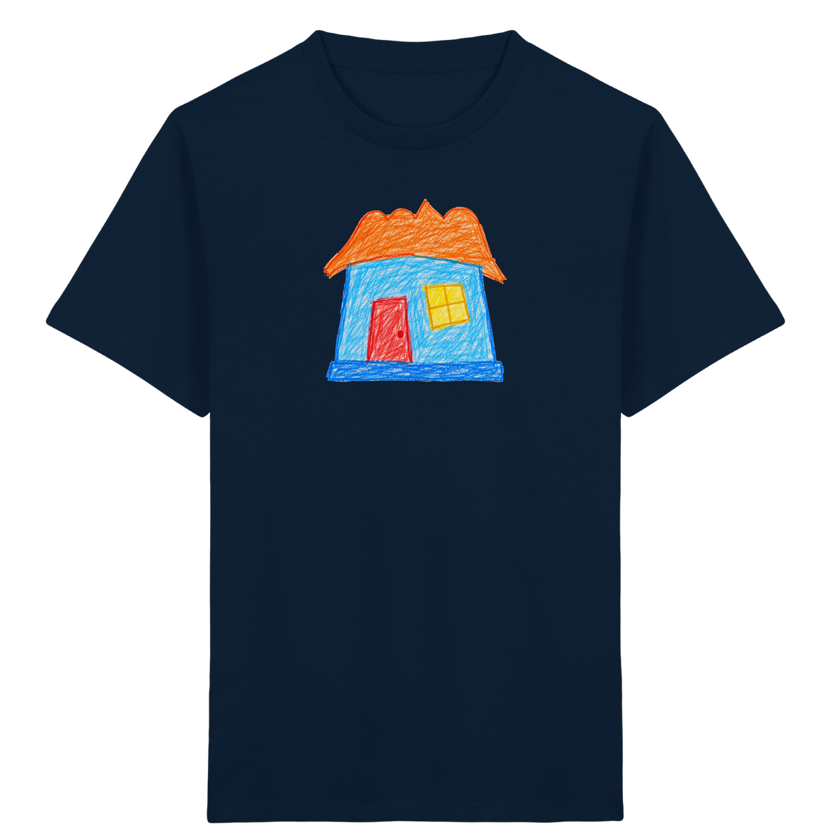 Himmelblaues Haus mit Wolkendach - Kinder Bio T-Shirt