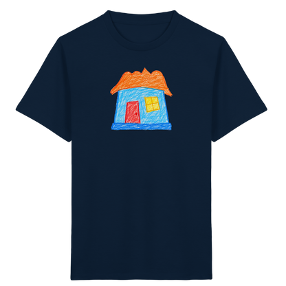 Himmelblaues Haus mit Wolkendach - Kinder Bio T-Shirt