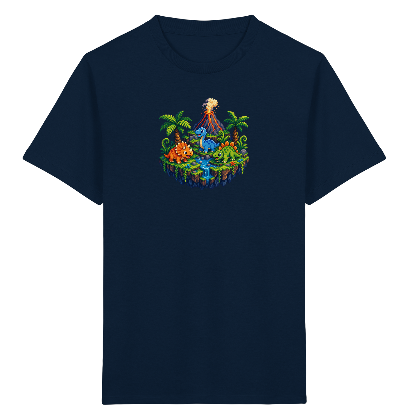 Cooles Dino Pixel Insel T-Shirt - Kinder Bio T-Shirt
