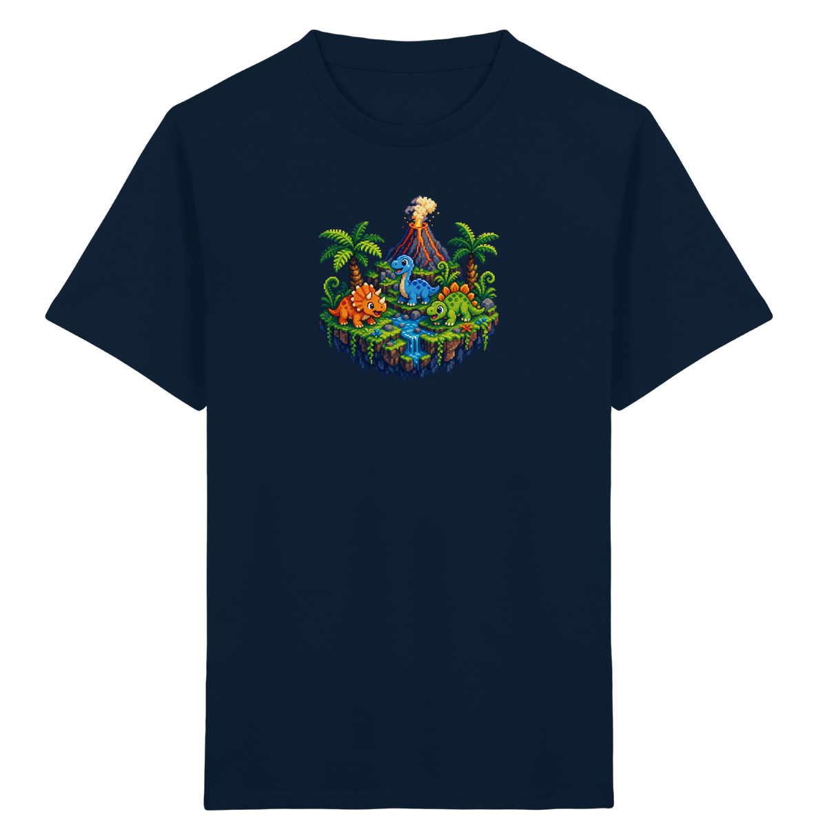 Cooles Dino Pixel Insel T-Shirt - Kinder Bio T-Shirt