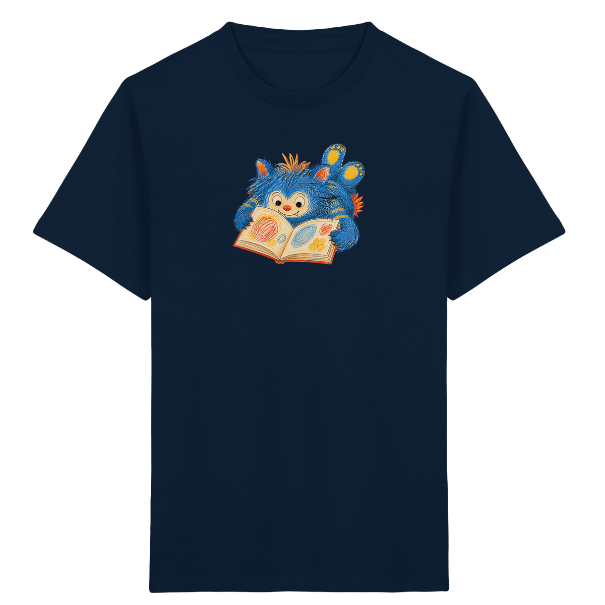 Bücherwurm Monster liest Bilderbuch - Kinder Bio T-Shirt