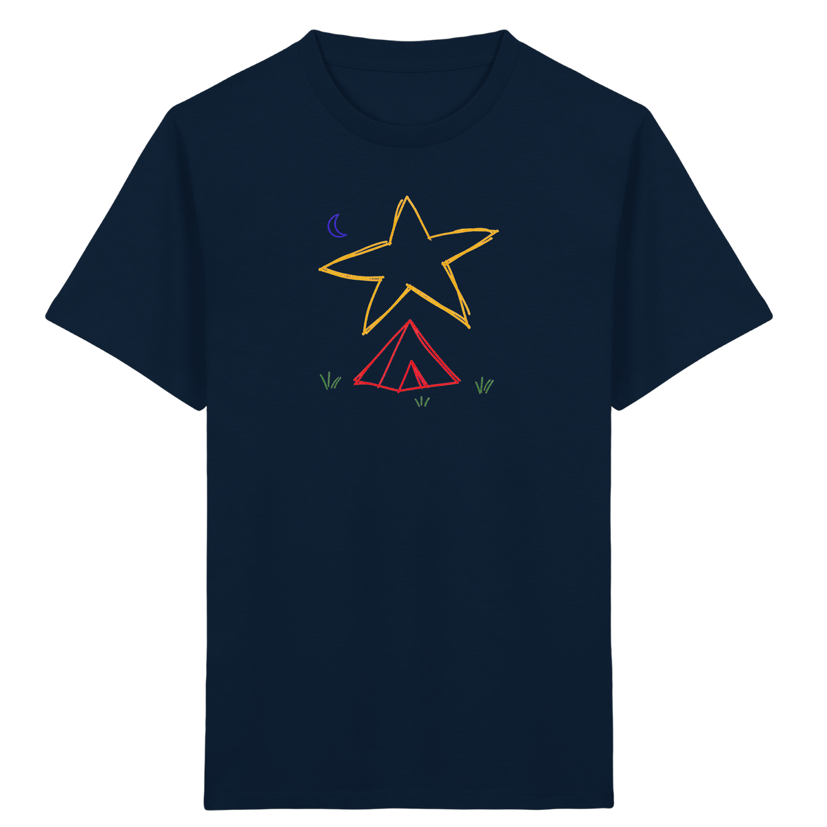 Abenteuerliches Zelt unter Sternenhimmel T-Shirt - Kinder Bio T-Shirt
