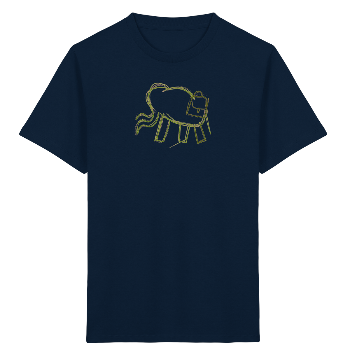 Grüner Wackelelefant mit Ranzen - Kinder Bio T-Shirt