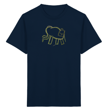 Grüner Wackelelefant mit Ranzen - Kinder Bio T-Shirt