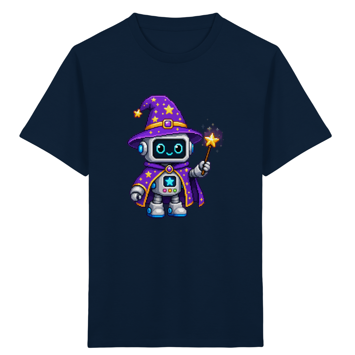Pixel Roboter Zauberer T-Shirt: Magischer Spaß - Kinder Bio T-Shirt