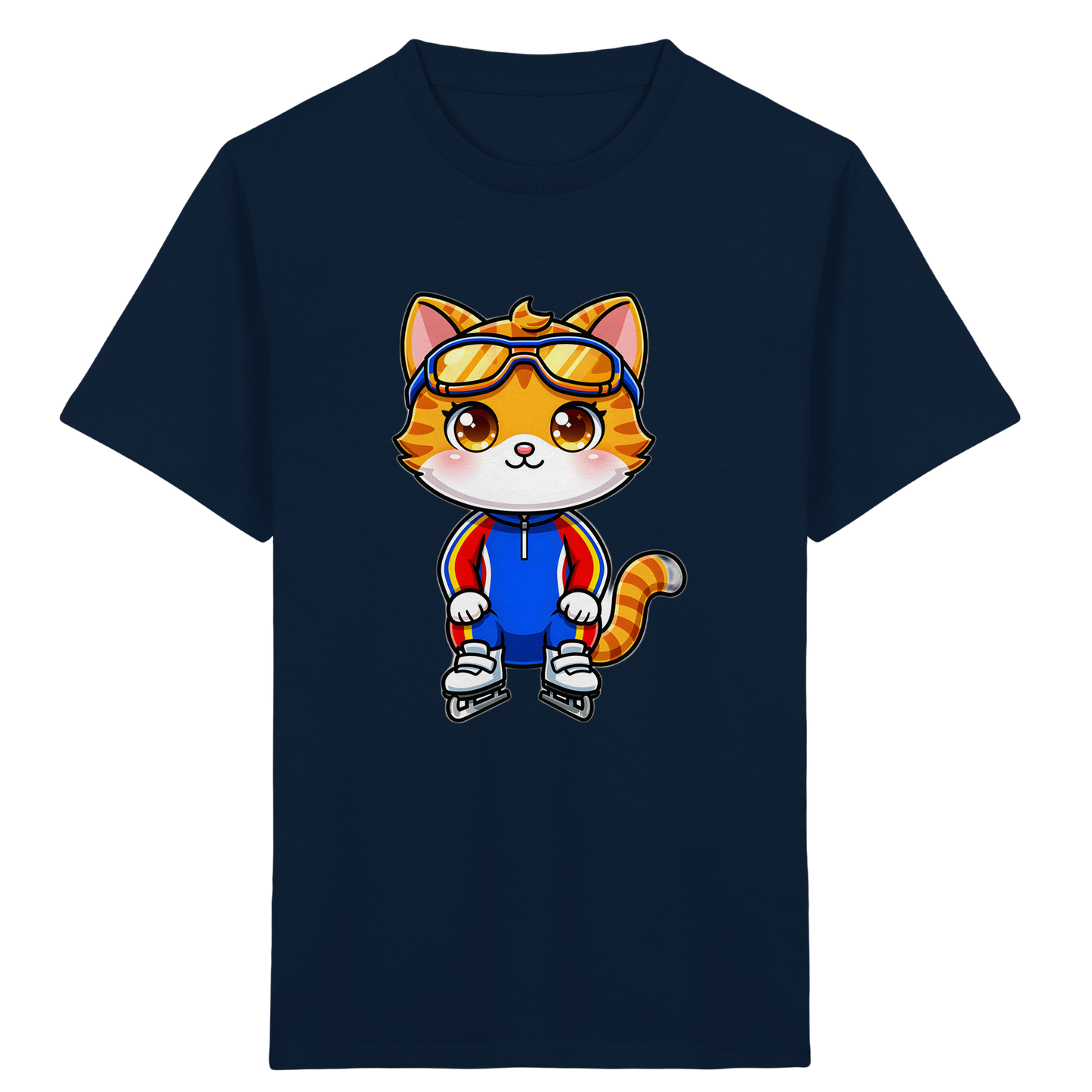 Katze auf Schlittschuhen: Sportliches Kinder-T-Shirt
