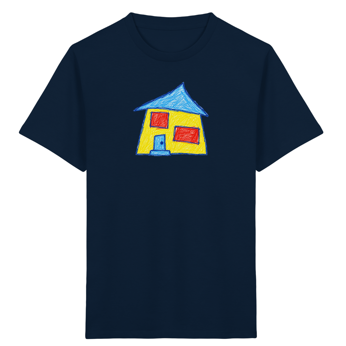 Gelbes Haus mit Doppelfenstern - Kinder Bio T-Shirt