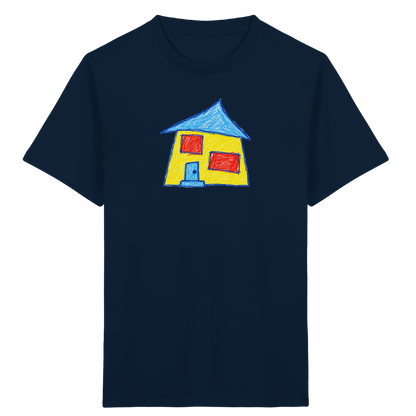 Gelbes Haus mit Doppelfenstern - Kinder Bio T-Shirt