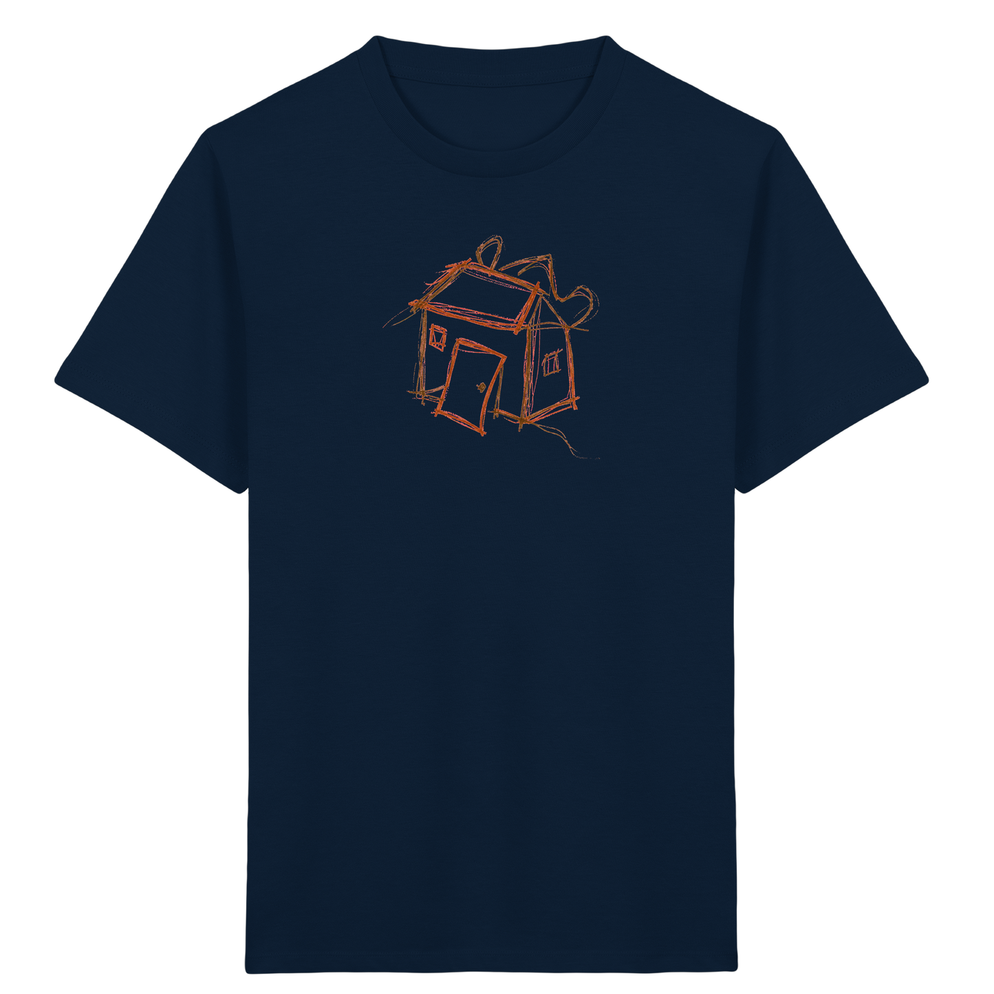 Kakaobraunes Ranzenhaus Motiv - Kinder Bio T-Shirt