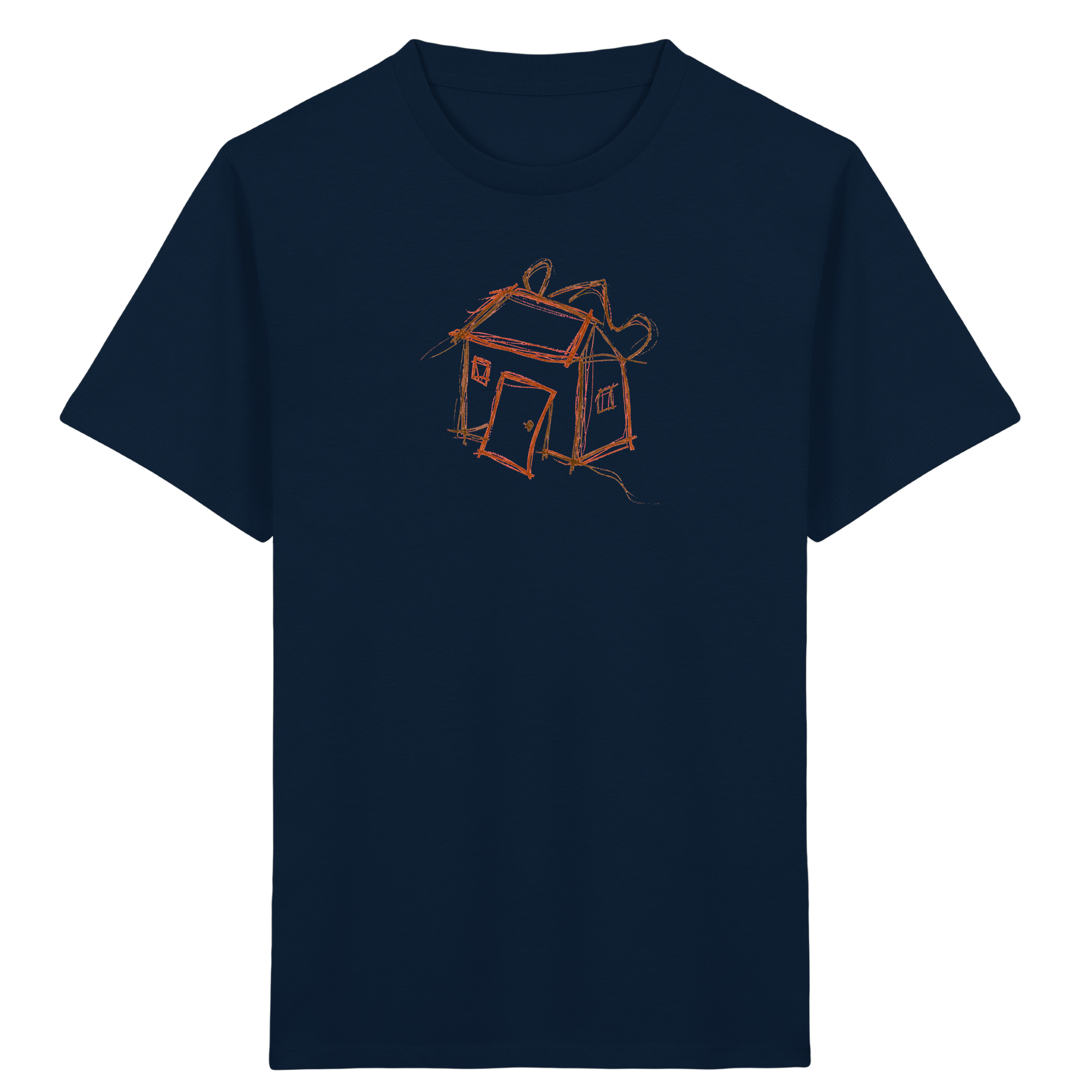 Kakaobraunes Ranzenhaus Motiv - Kinder Bio T-Shirt