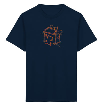 Kakaobraunes Ranzenhaus Motiv - Kinder Bio T-Shirt