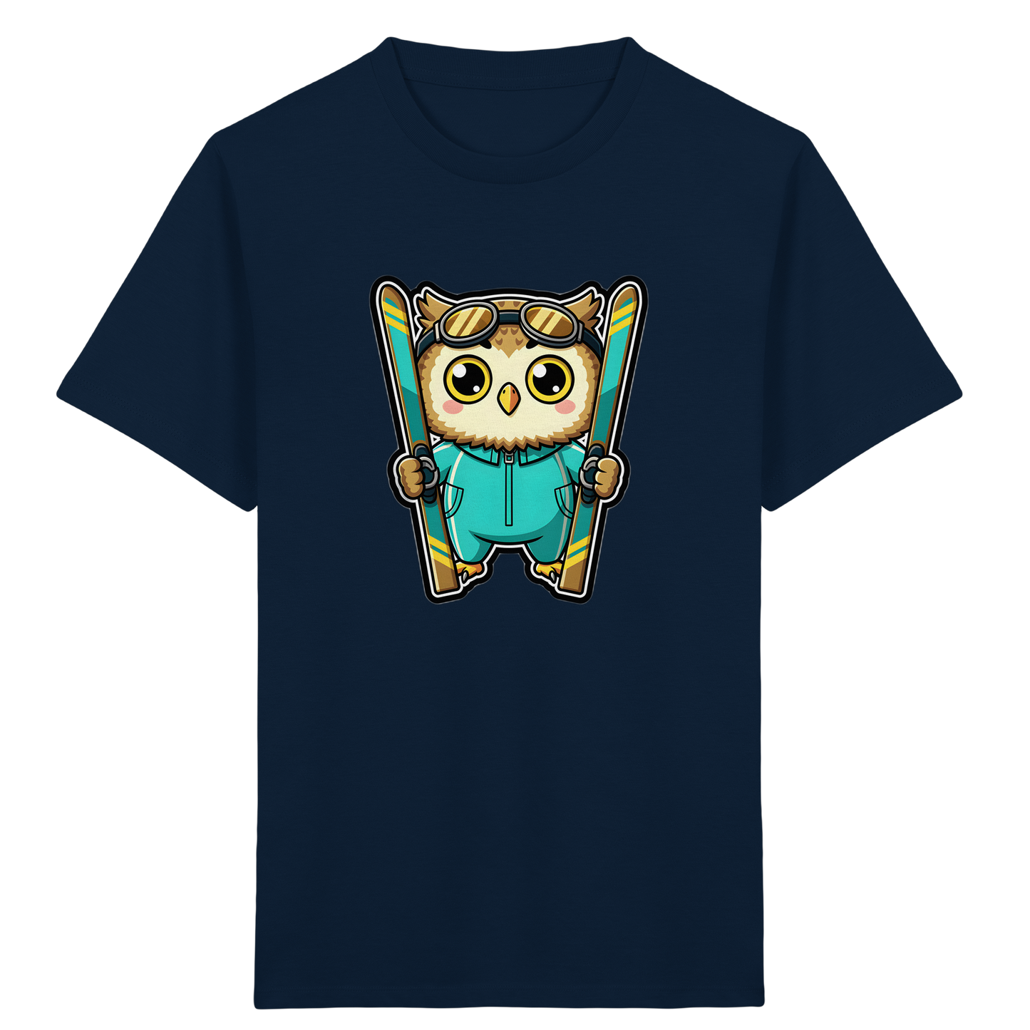 Niedliche Eule auf Skiern T-Shirt - Kinder Bio T-Shirt