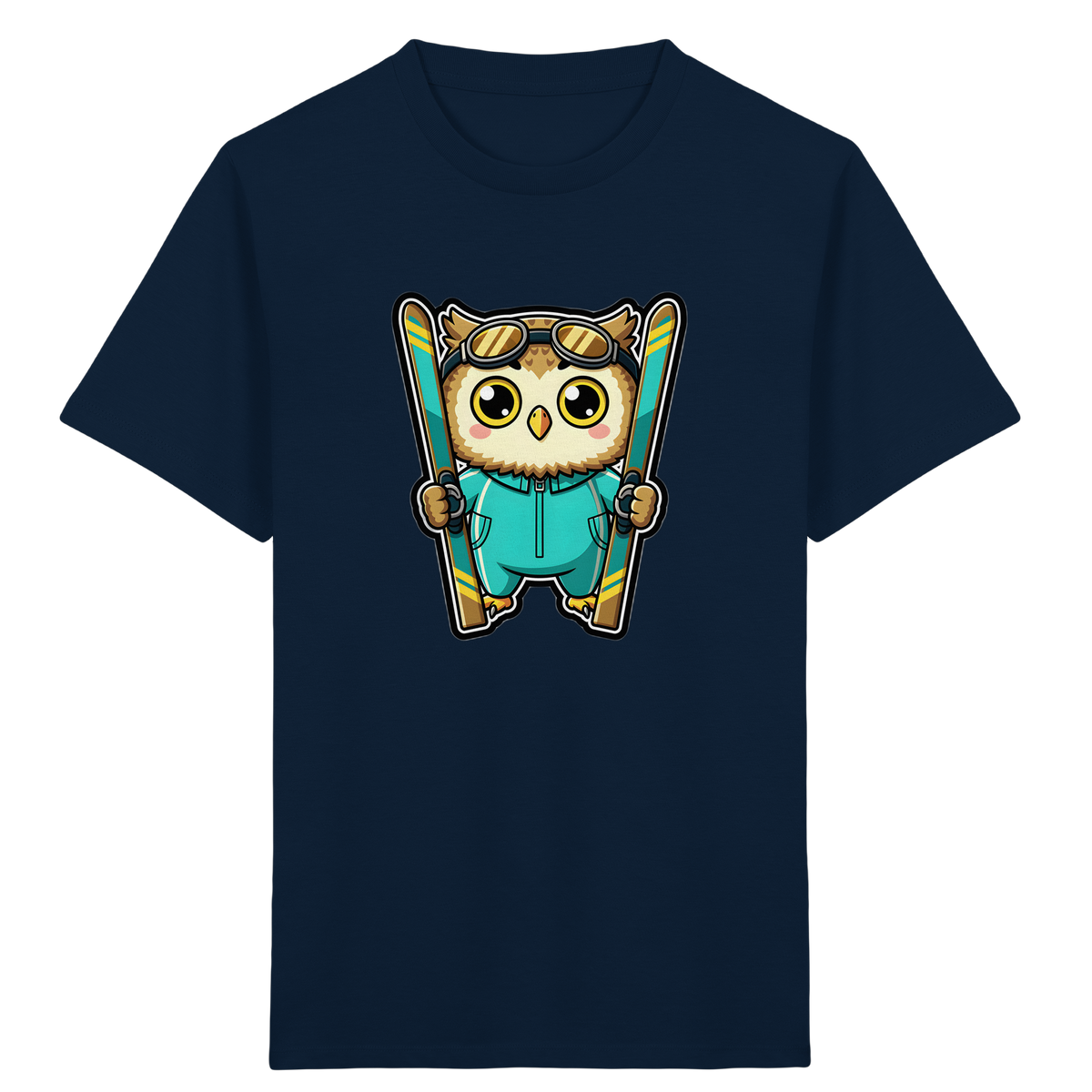Niedliche Eule auf Skiern T-Shirt - Kinder Bio T-Shirt