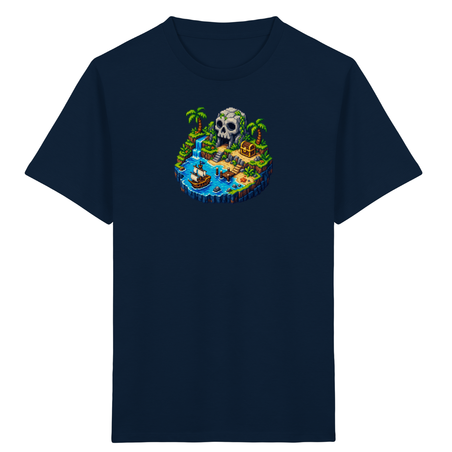 Abenteuerliches Pirateninsel Pixel Art T-Shirt - Kinder Bio T-Shirt