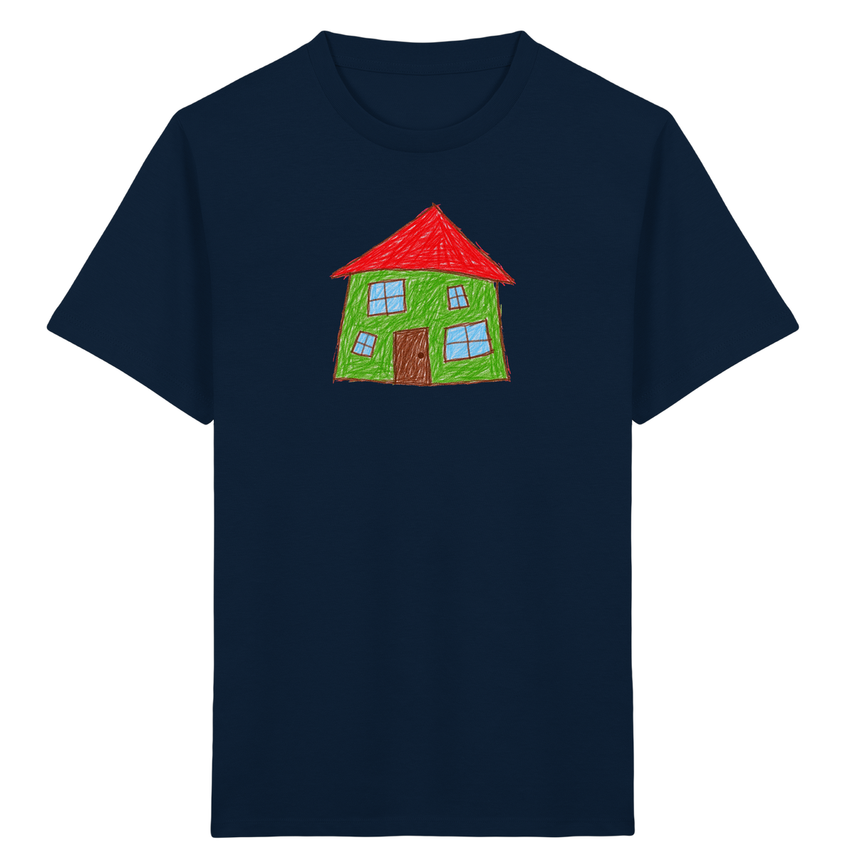Grünes Haus mit vier Fenstern - Kinder Bio T-Shirt