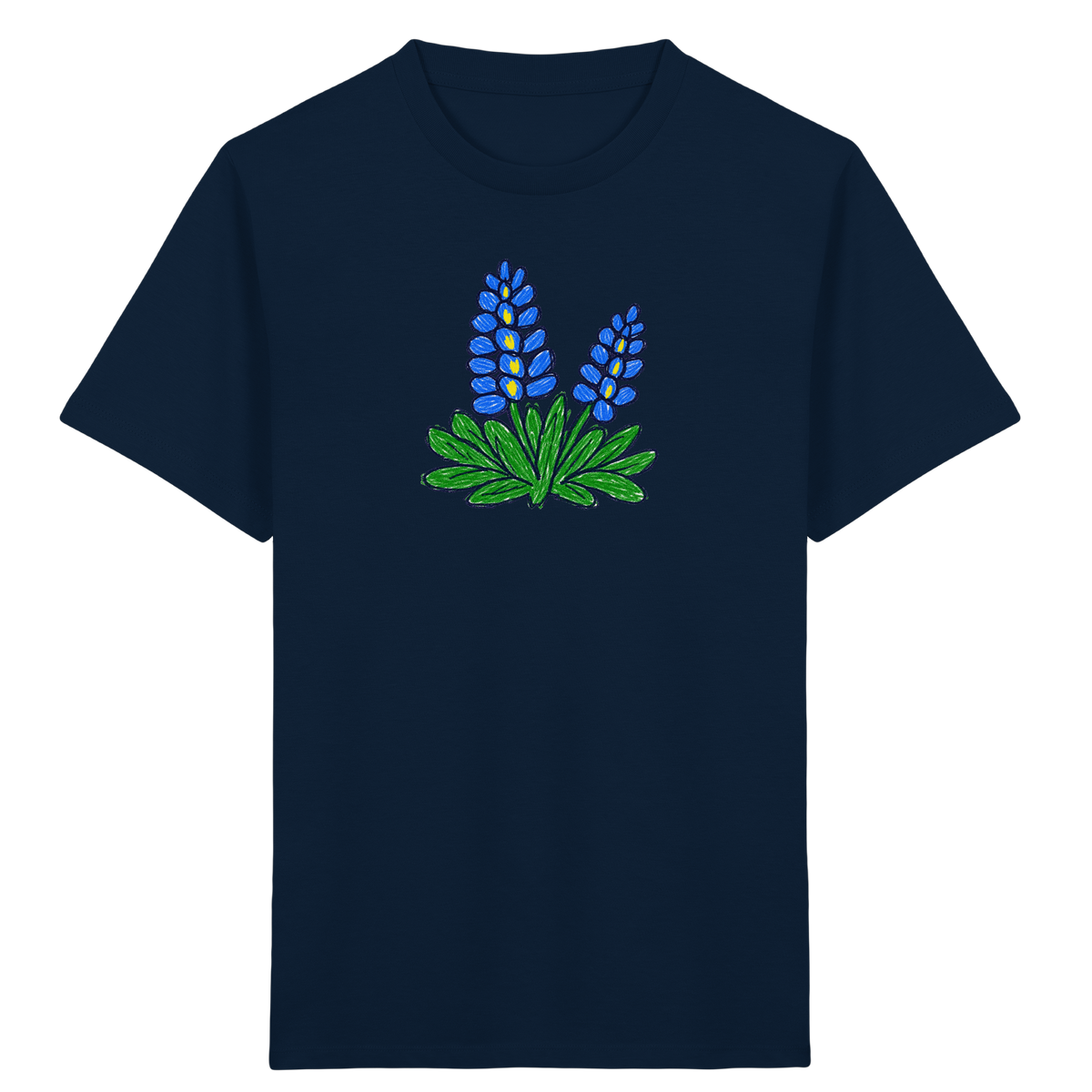 Blaue Kritzel-Lupine für Kinder - Kinder Bio T-Shirt