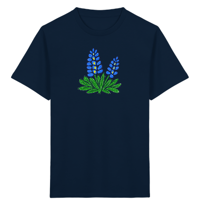 Blaue Kritzel-Lupine für Kinder - Kinder Bio T-Shirt