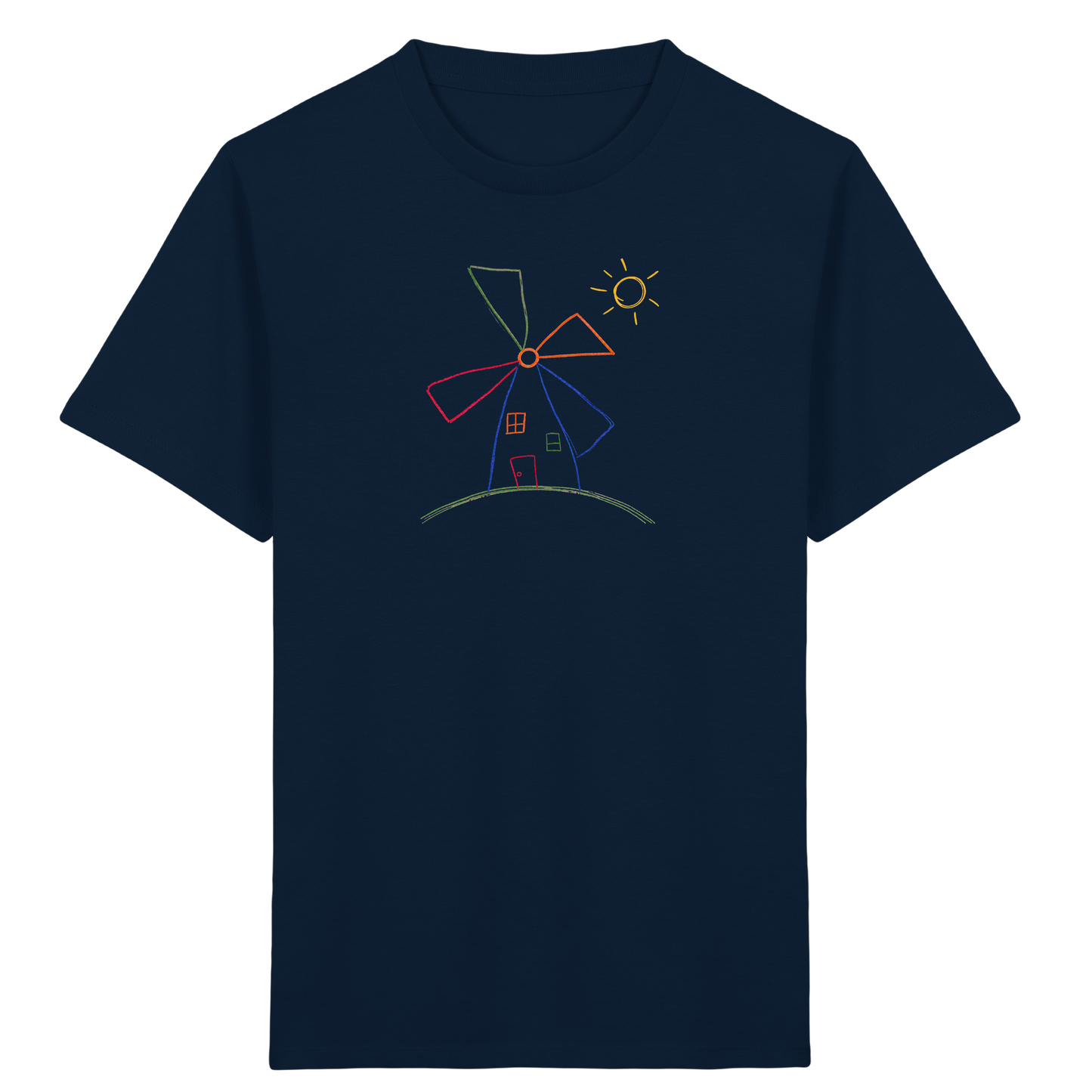 Fröhliches Kinder T-Shirt bunte Windmühle - Kinder Bio T-Shirt