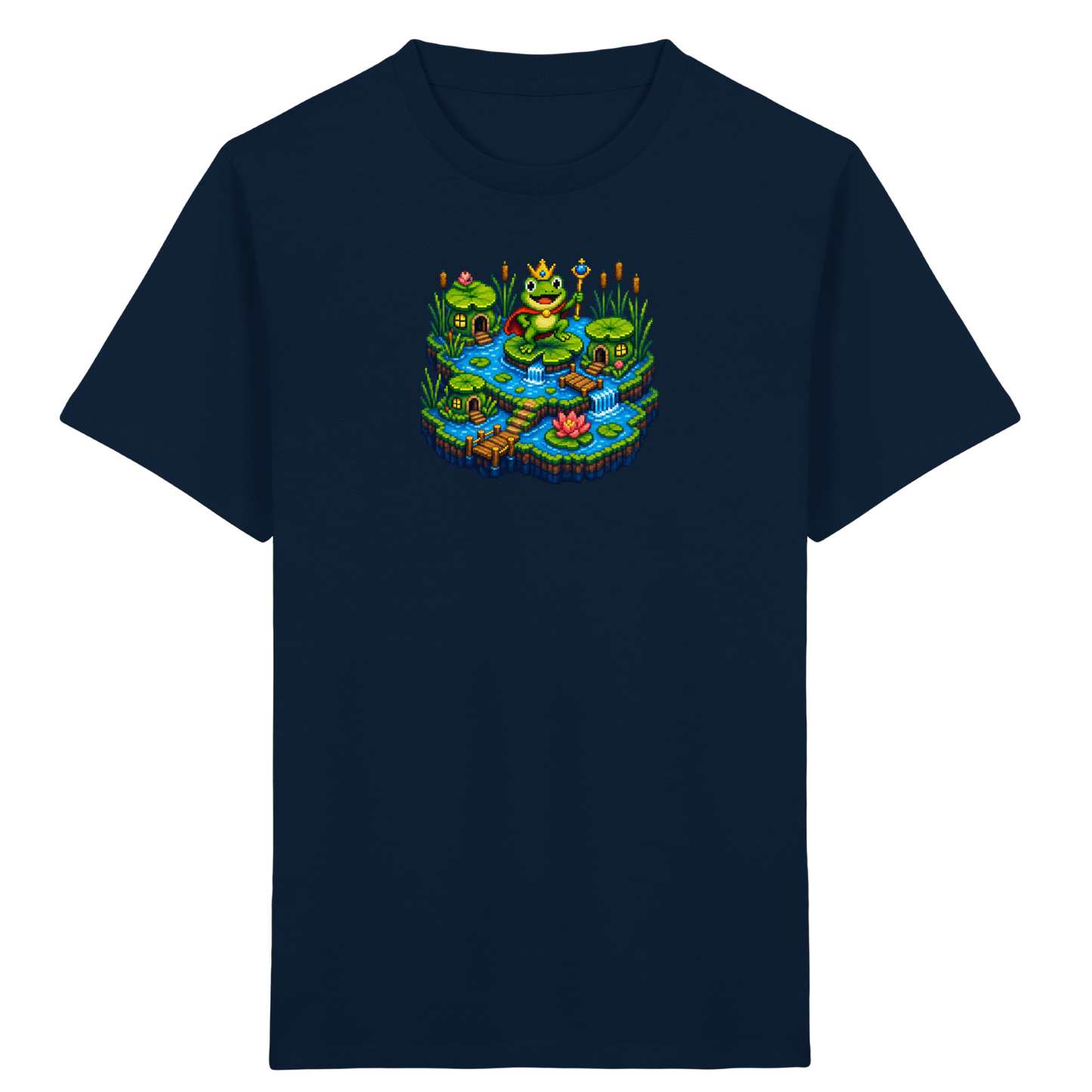 Verspieltes Froschkönig T-Shirt Pixel Art - Kinder Bio T-Shirt