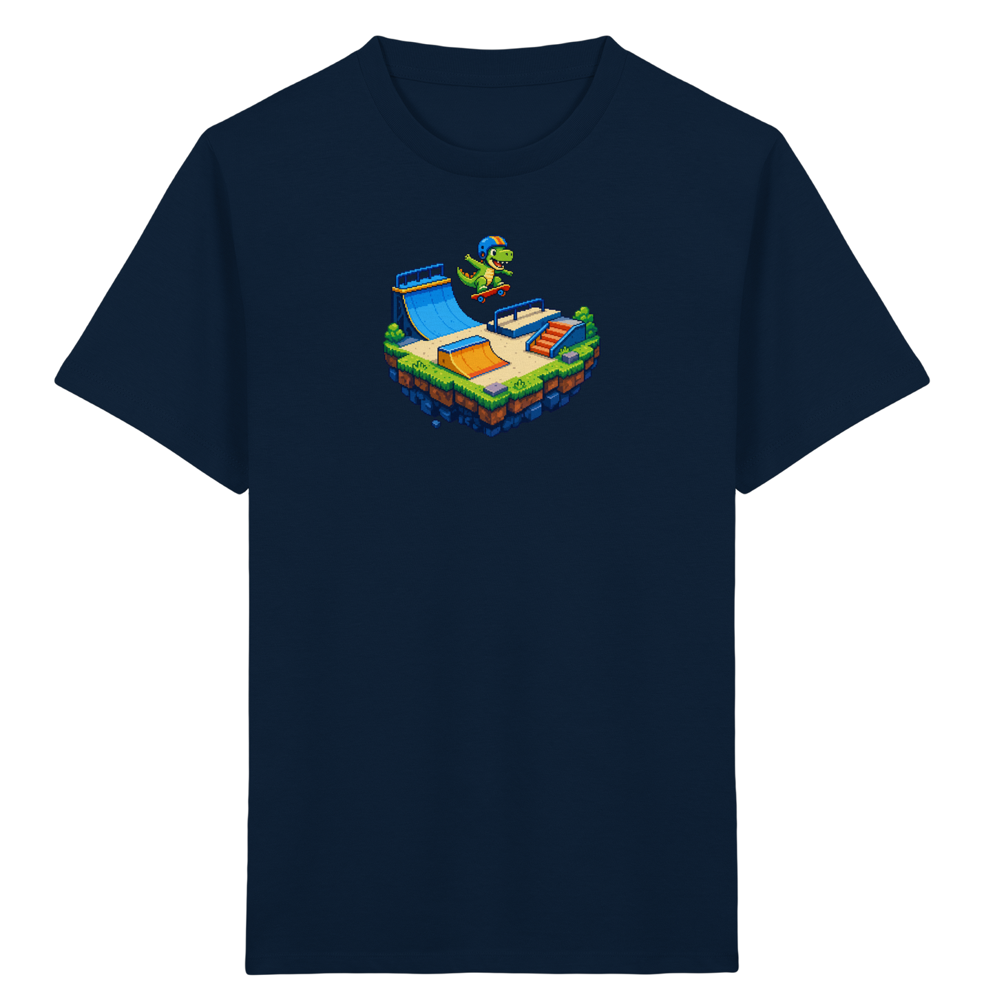 Cooles Skater Dinosaurier Pixel Shirt - Kinder Bio T-Shirt