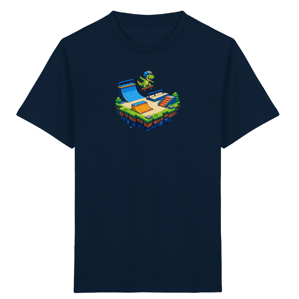 Cooles Skater Dinosaurier Pixel Shirt - Kinder Bio T-Shirt