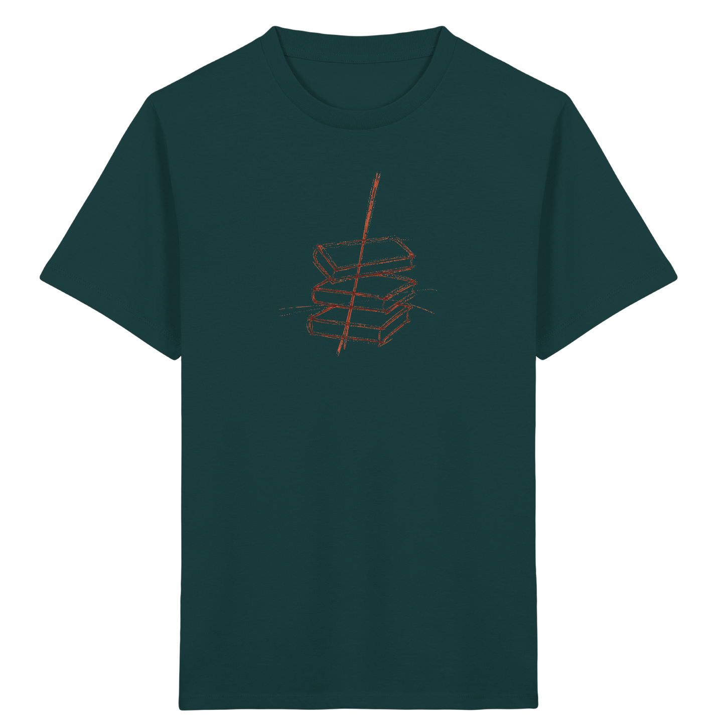 Schiefe Bücherburg mit Bleistift - Kinder Bio T-Shirt