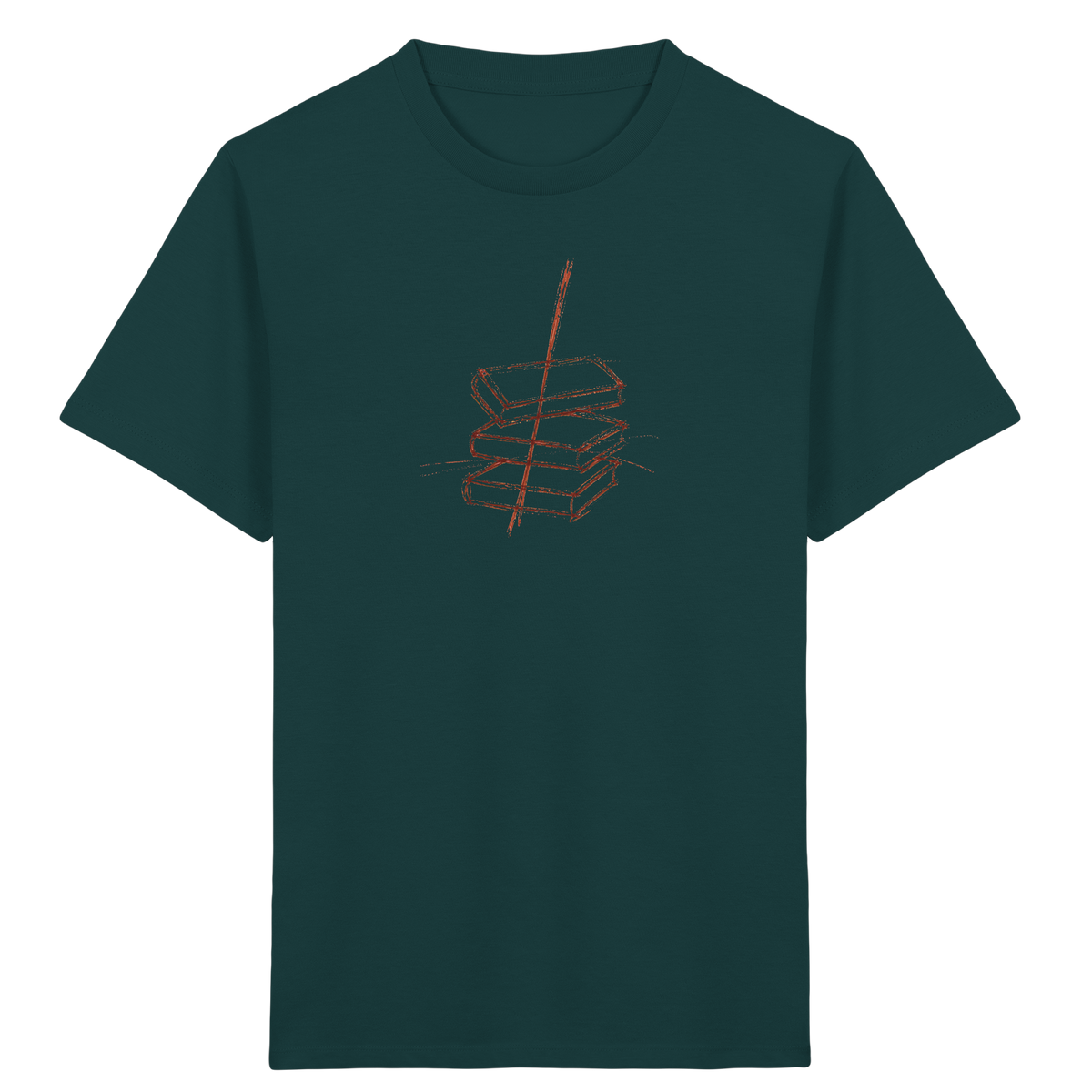 Schiefe Bücherburg mit Bleistift - Kinder Bio T-Shirt