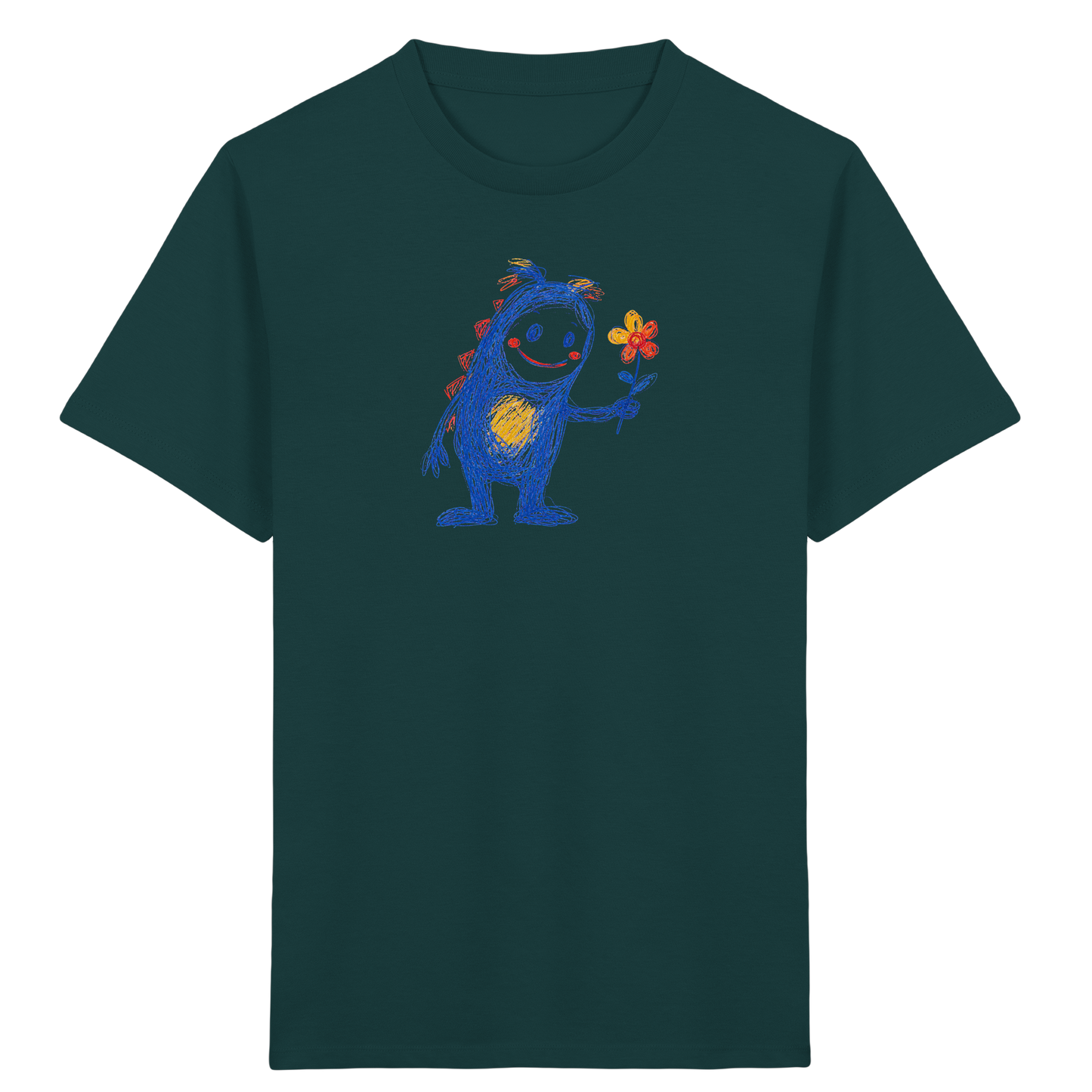Blumenfreund Monster mit Blume - Kinder Bio T-Shirt