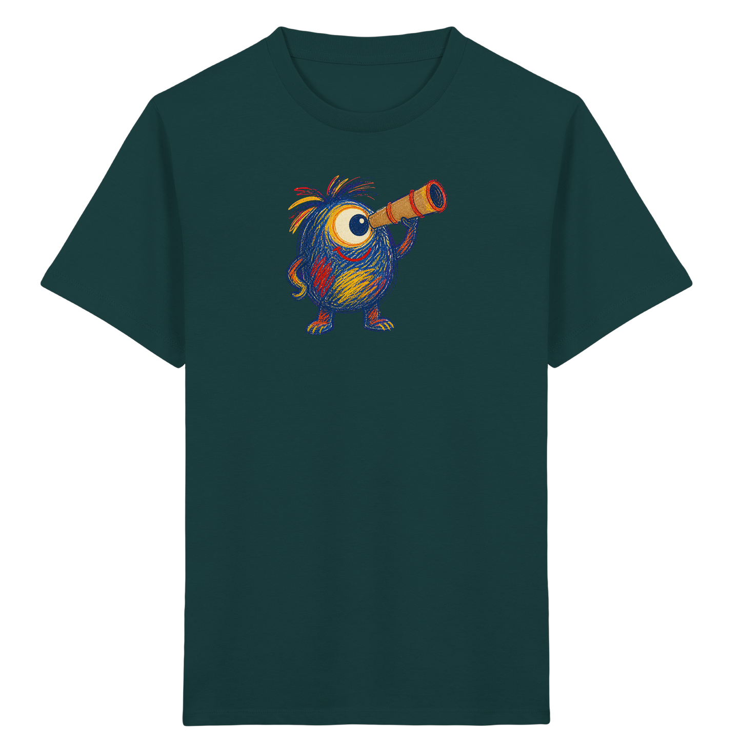 Mondgucker Monster mit Teleskop - Kinder Bio T-Shirt