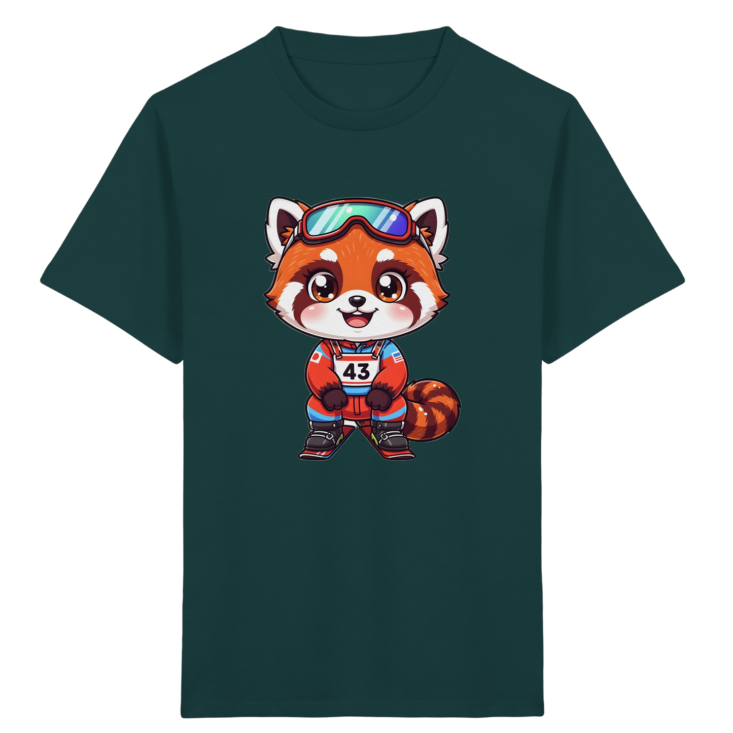 Roter Panda Ski Abenteuer Kinder T-Shirt