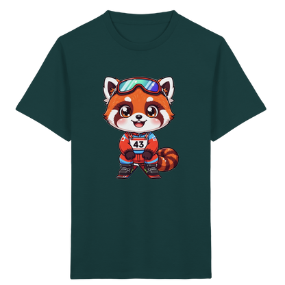 Roter Panda auf Skiern – Kinder Bio-T-Shirt