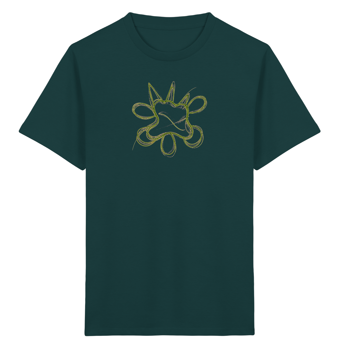 Grasgrünes Linienmonster für Kinder - Kinder Bio T-Shirt