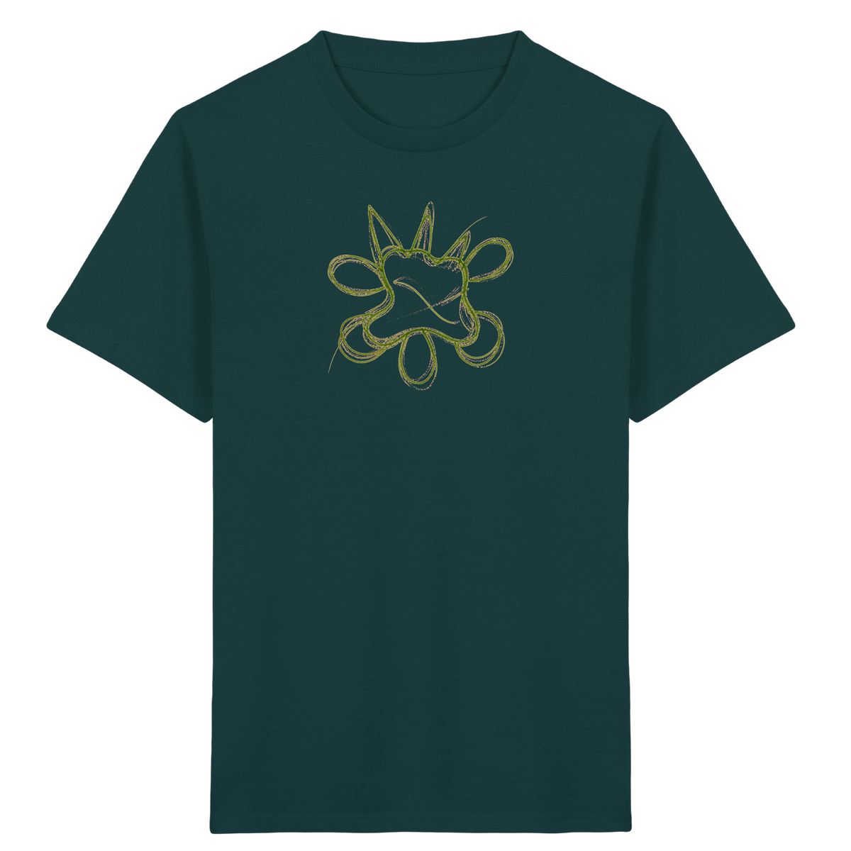 Grasgrünes Linienmonster für Kinder - Kinder Bio T-Shirt