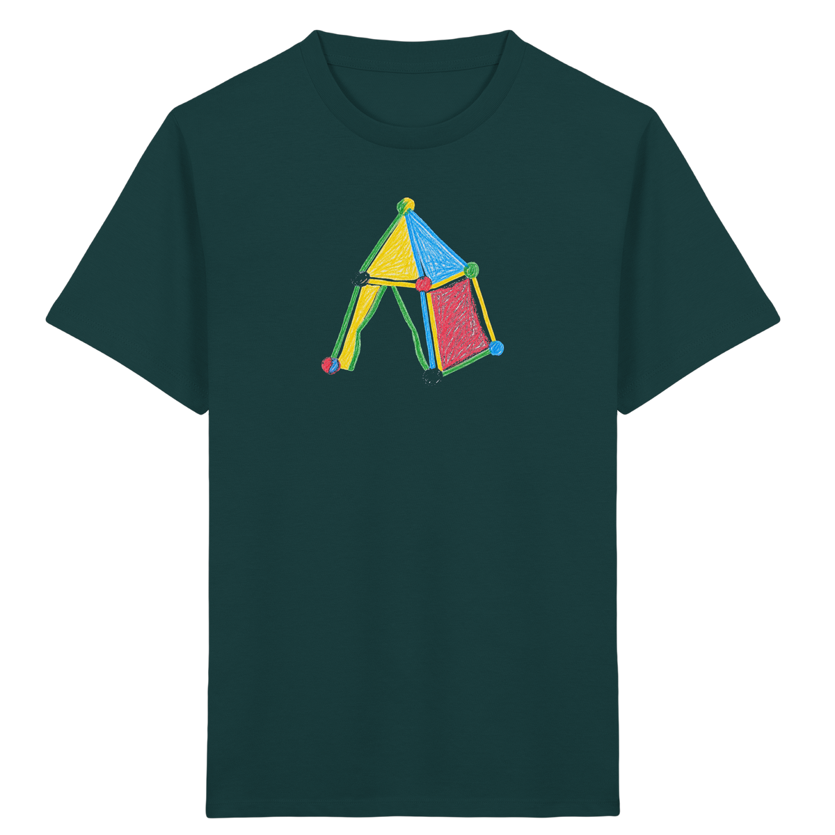Buntes Farbpunkt Zelt Motiv - Kinder Bio T-Shirt